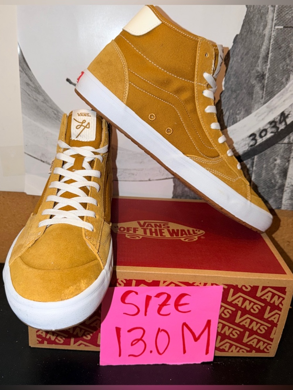 Vans Men's Sk8-Hi Mid Top Sneakers in Mustard